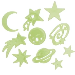 Selvlysende glow in the dark-figurer, 25 stk. verdensromtema + 24 limputer