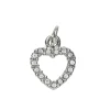 Sølvfarget anheng / charm hjerte med strass 10×8 mm