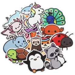 Stickers med søte dyr fra hele verden! Ca. 50 søte klistremerker
