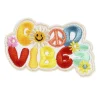 Strykemerke med fargerik tekst Good vibes 70×40 mm