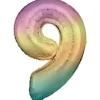 Tallballong 86 cm høy rainbow, tallet 9 – pynt bursdagsselskapet!