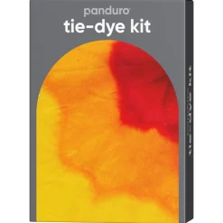 Tie-dye kit – 3×85 ml akvarelltekstilfarge rød, oransje, gul + hansker og gummistrikker