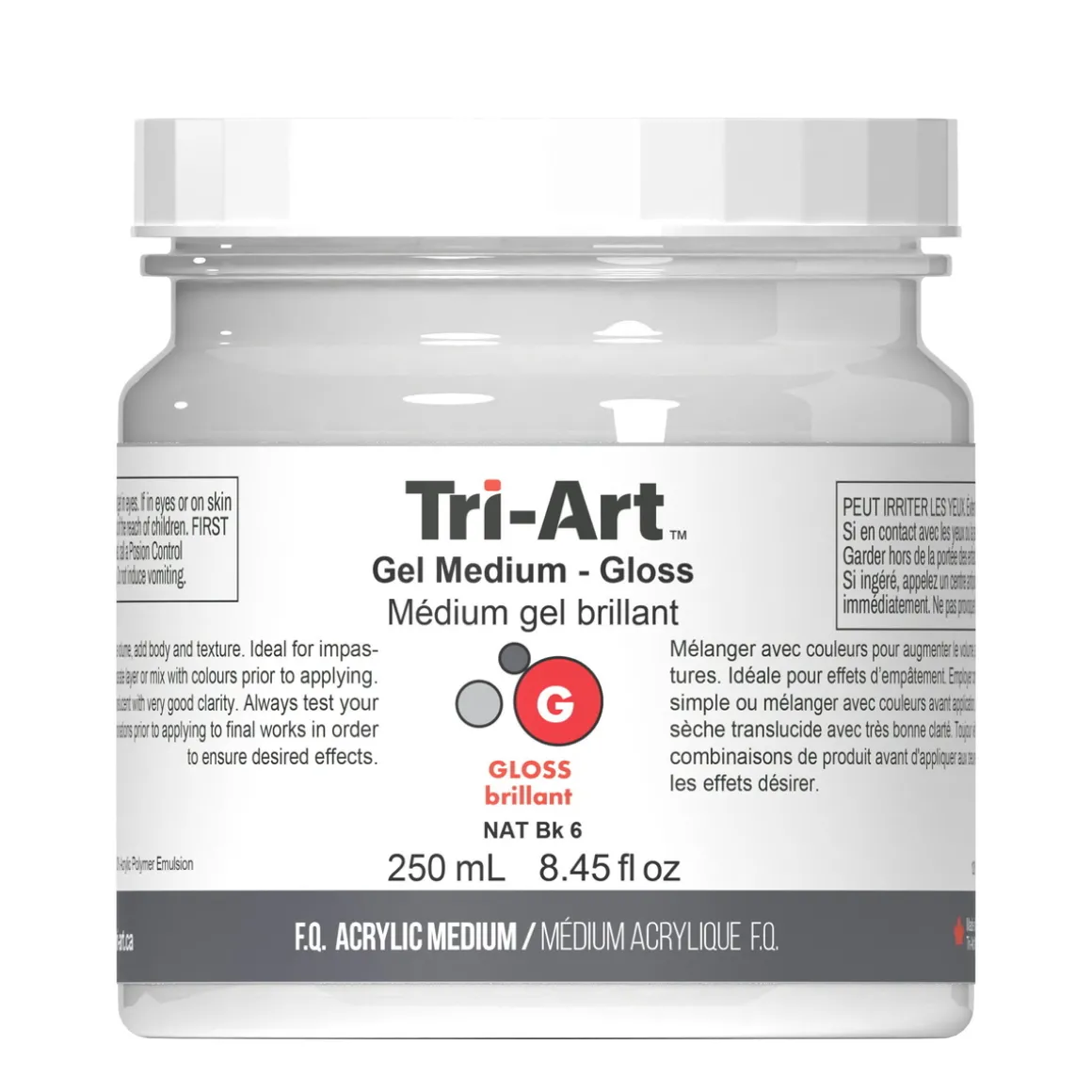 Tri-Art Gel Medium Gloss 250 ml, blankt gelbasert fortykningsmiddel for akrylmaling