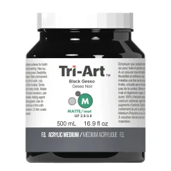 Tri-Art Medium Gesso Black 500 ml, svart grunning for akrylmaling