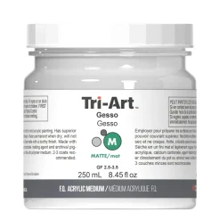 Tri-Art Medium Gesso 250 ml, hvit grunning for akrylmaling